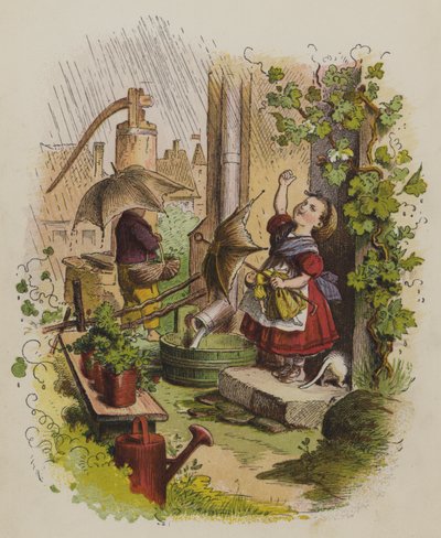 Niña disfrutando de la lluvia de Oskar Pletsch